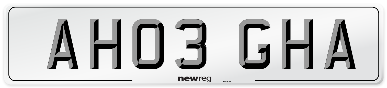 AH03 GHA Number Plate from New Reg